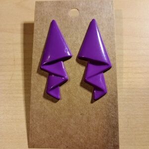 Vintage 80s/90s Drop Purple Art Deco Earrings Pierced